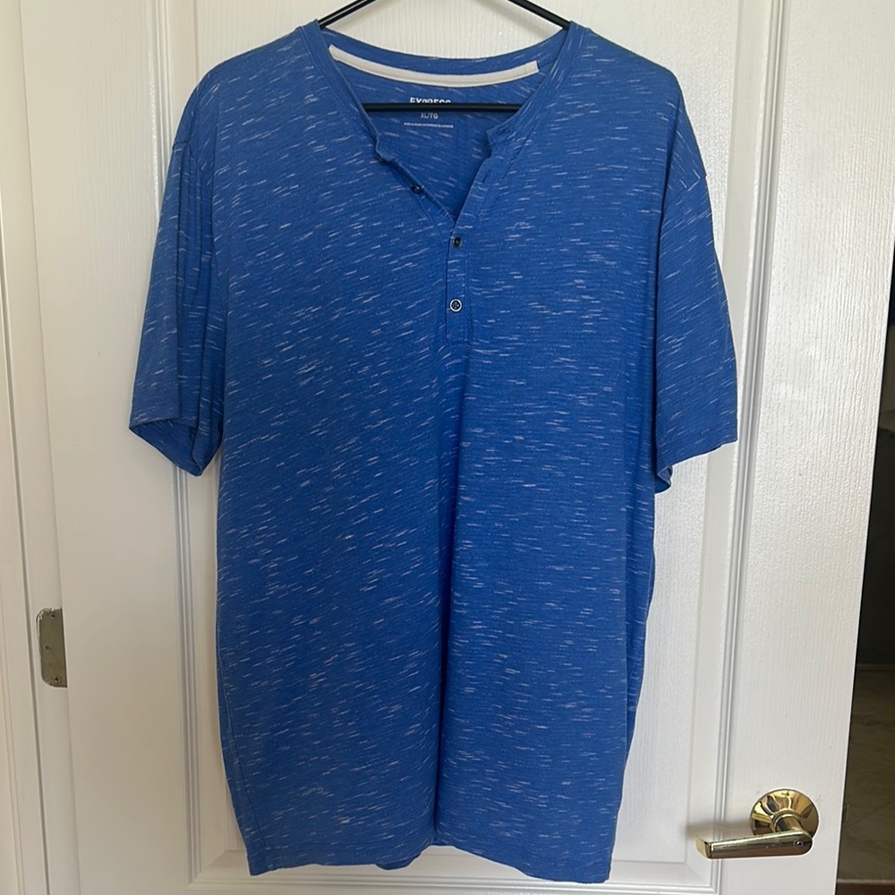 Express Blue Men's V Neck T Shirt Size XL